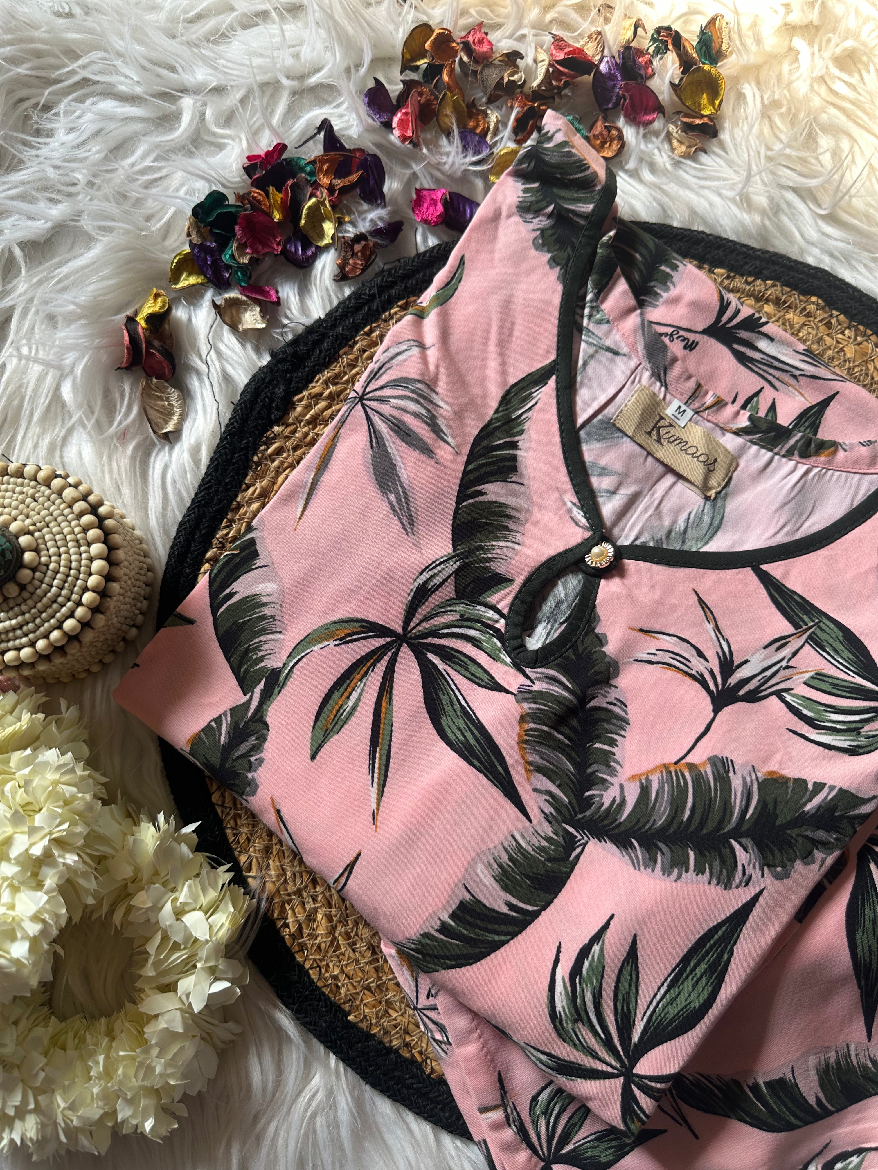 Pink feather linen