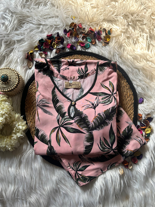 Pink feather linen