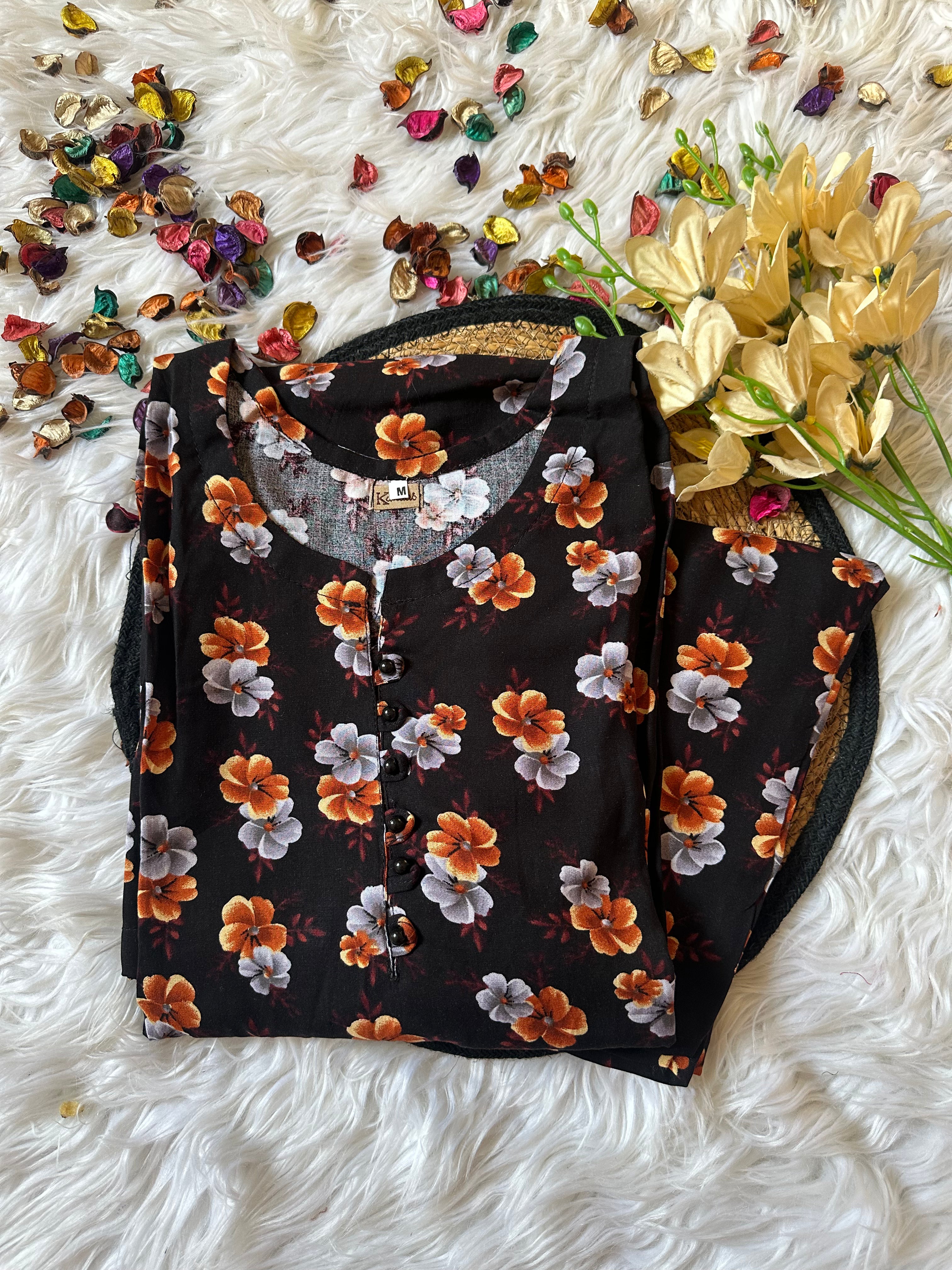 Orange flower linen