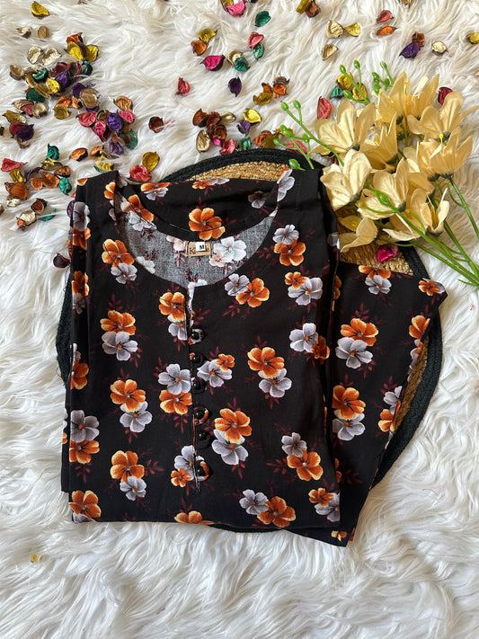 Orange flower linen