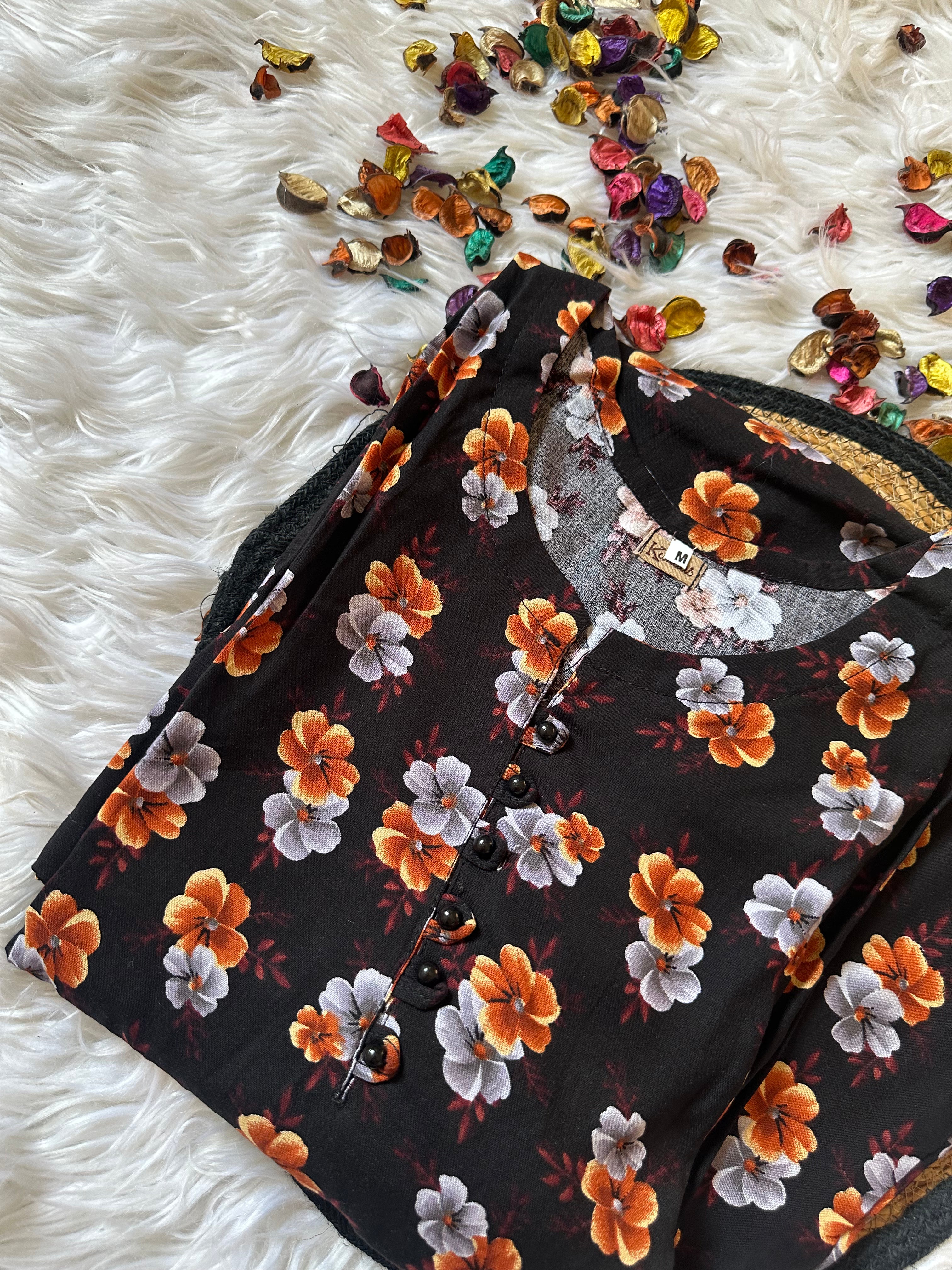 Orange flower linen