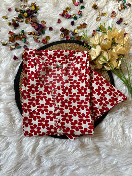 Red flower linen