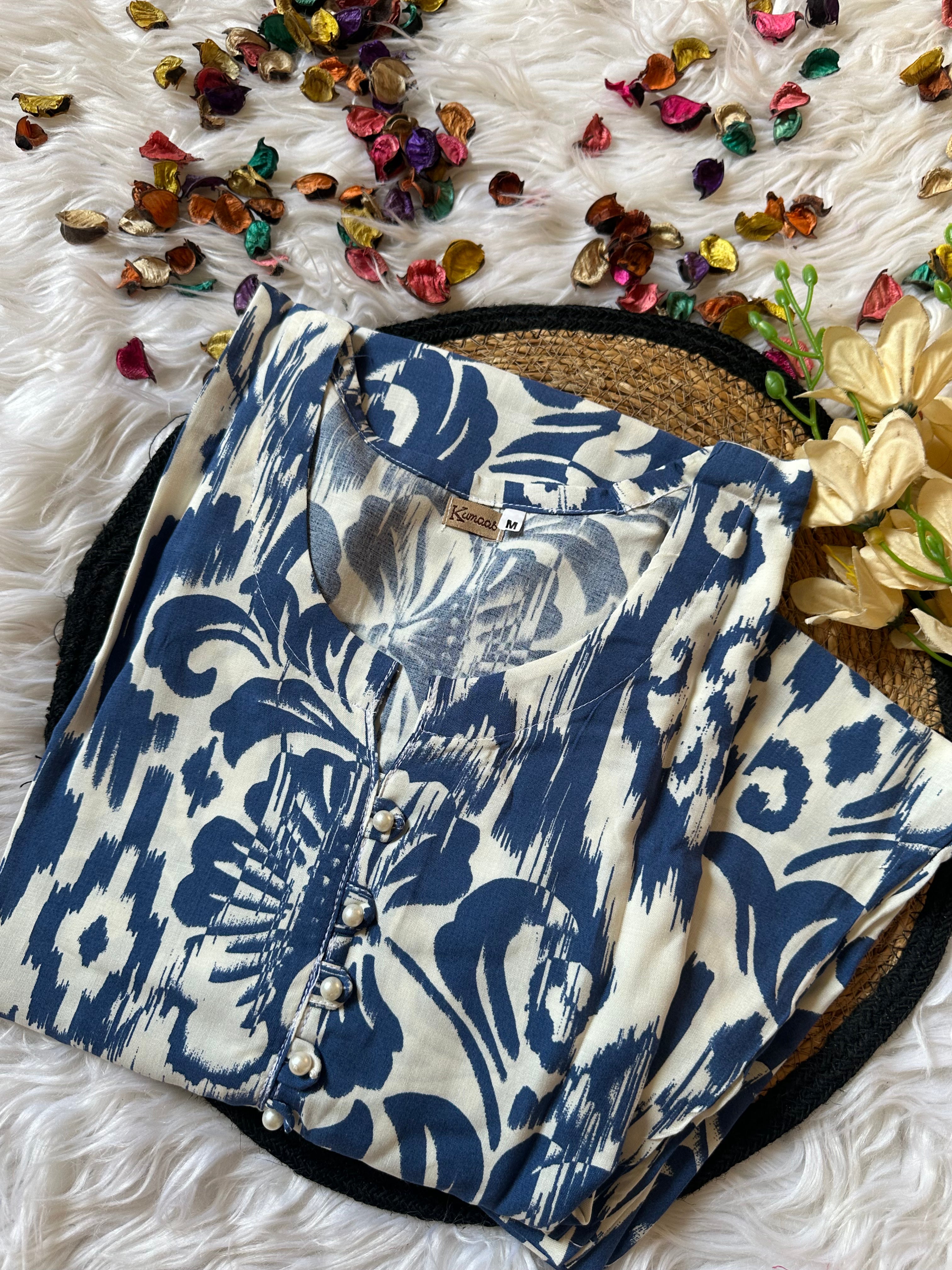 Marble blue linen