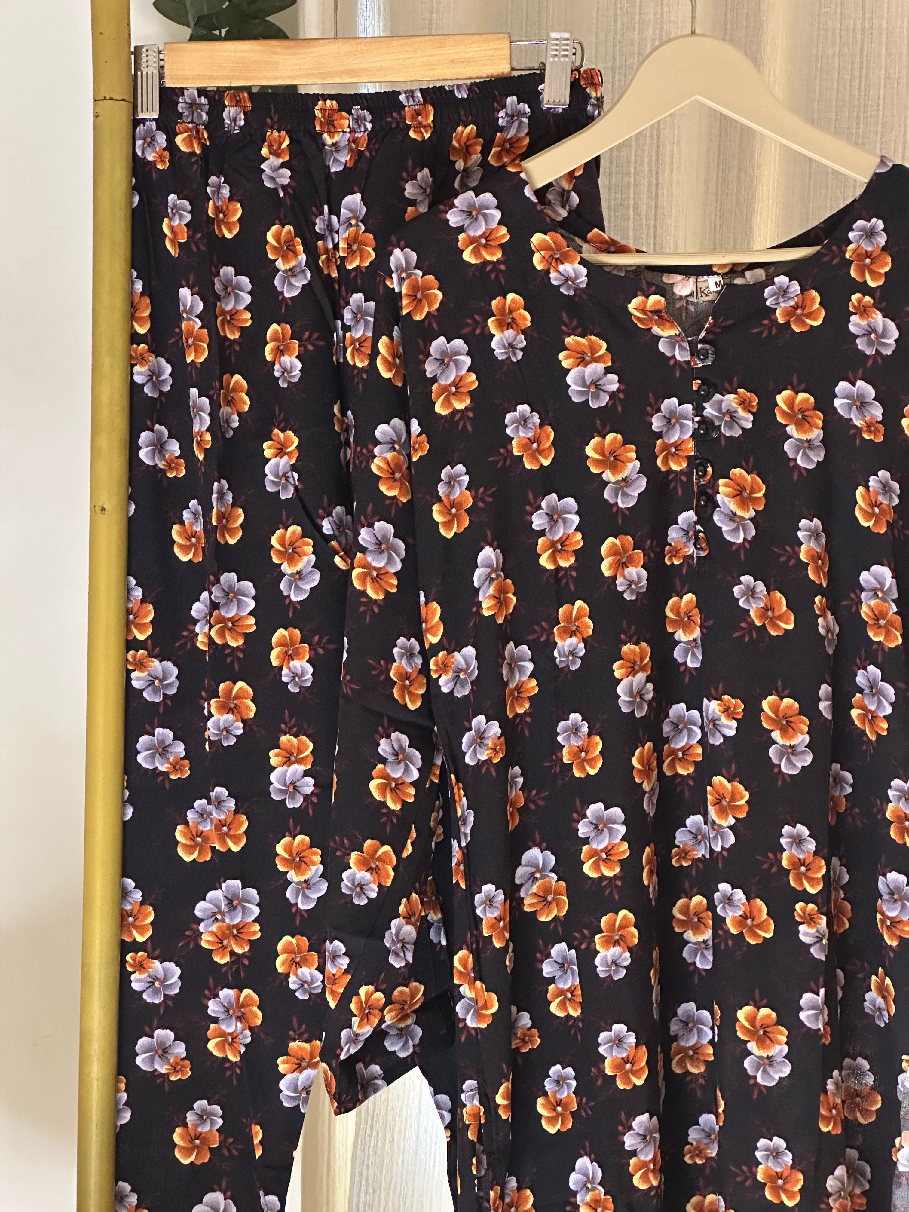 Orange flower linen