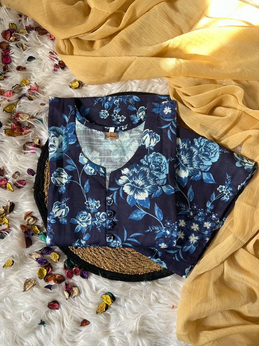 Navy flora khaddar