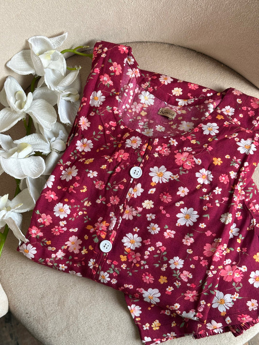 Cherry daisy linen