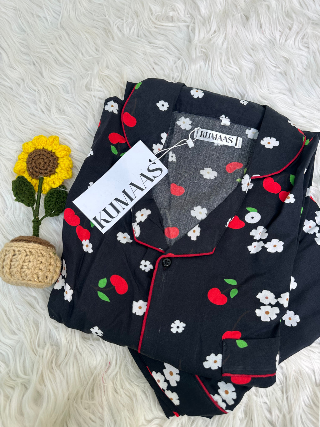 Cherry velvet pj’s