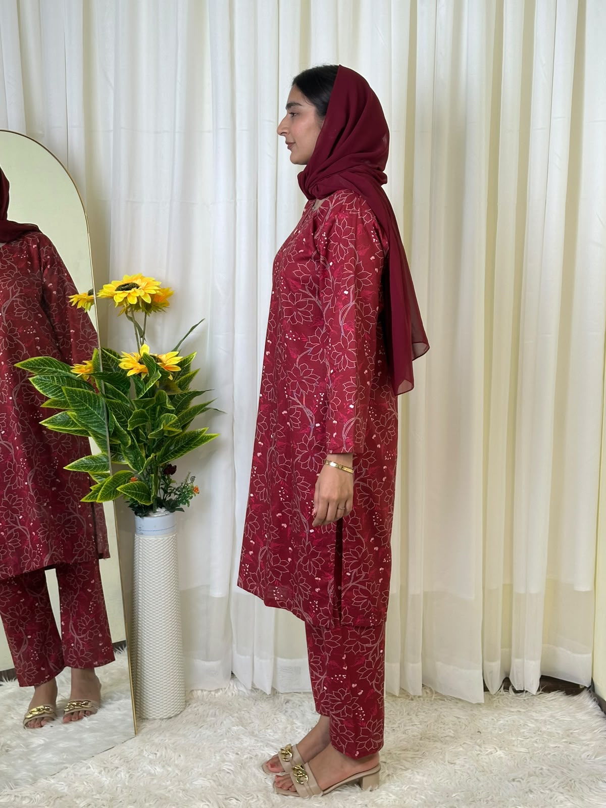 Cherry Red Khaddar