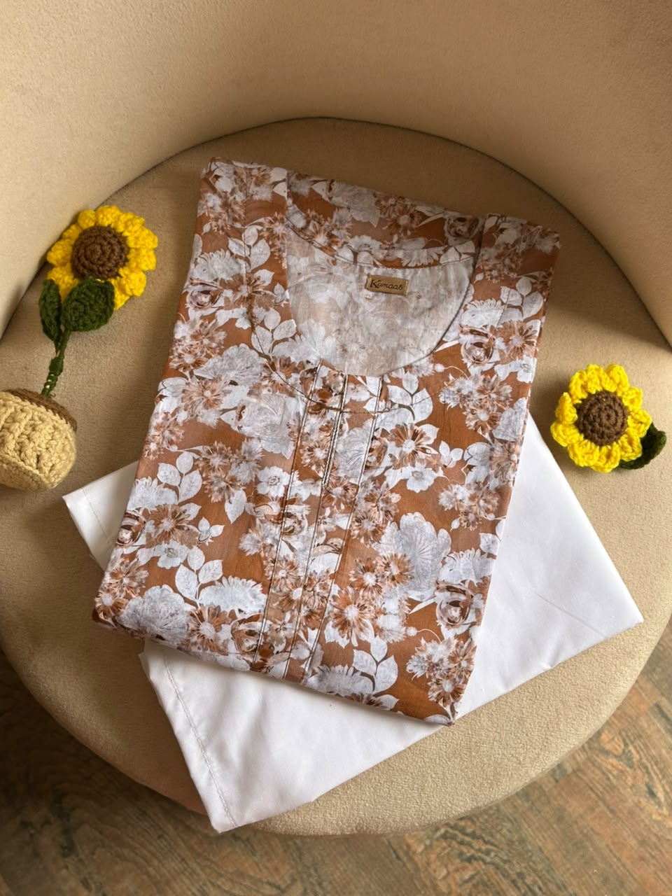 Caramel Blossom Lawn kurti