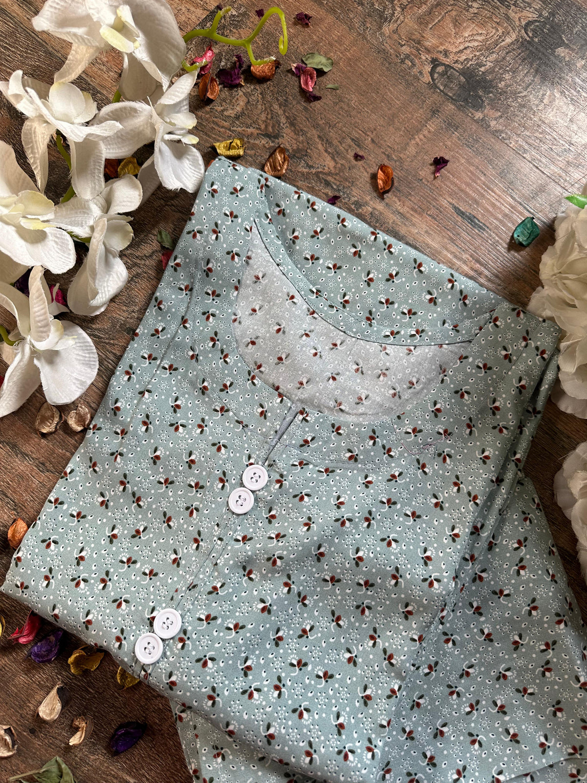 Minted flora linen