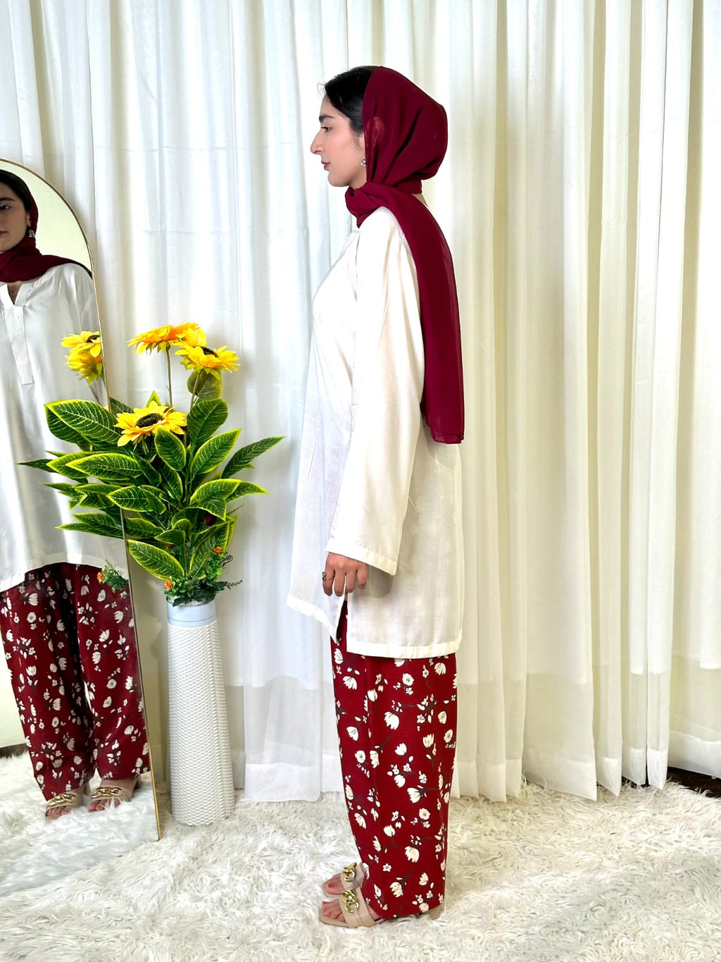 White flora farshi shalwar