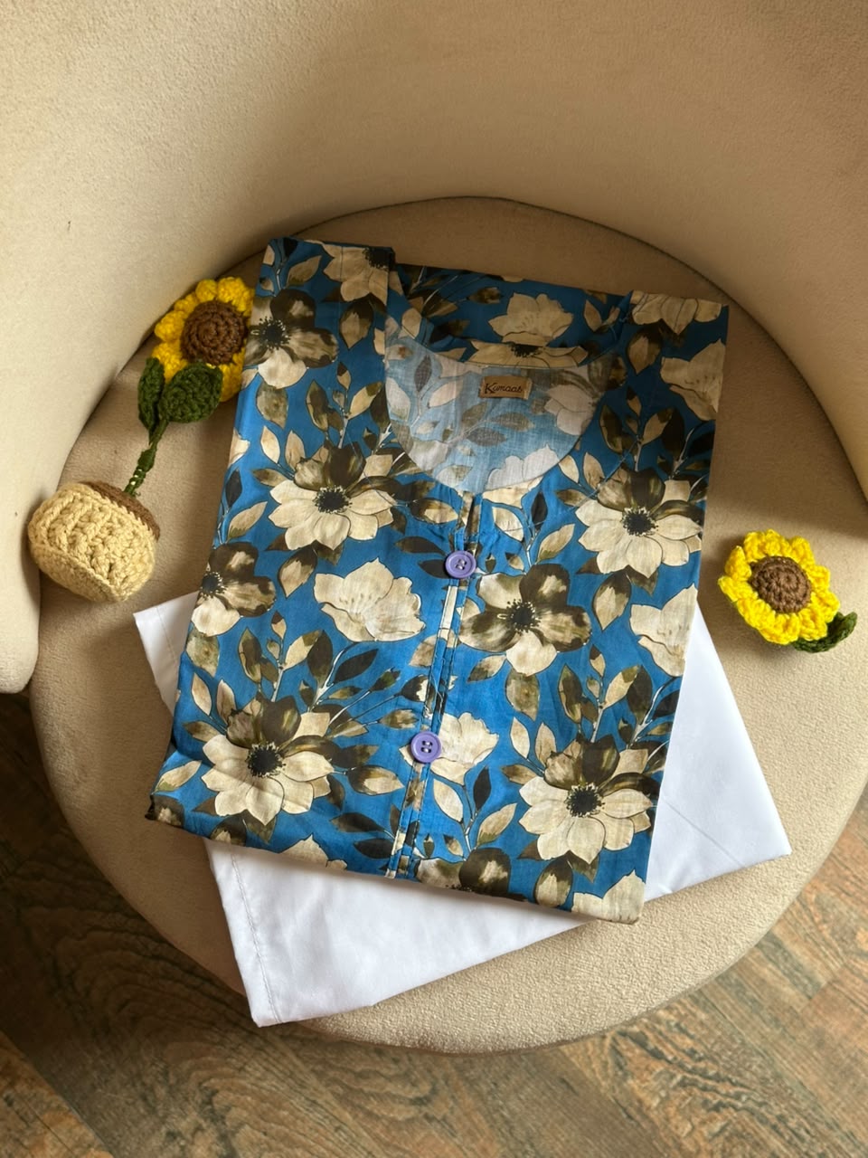 Blue Dahlia Lawn kurti