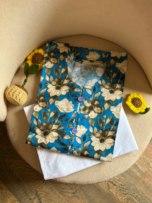 Blue Dahlia Lawn kurti