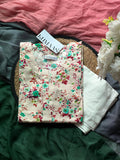 Teal flora linen