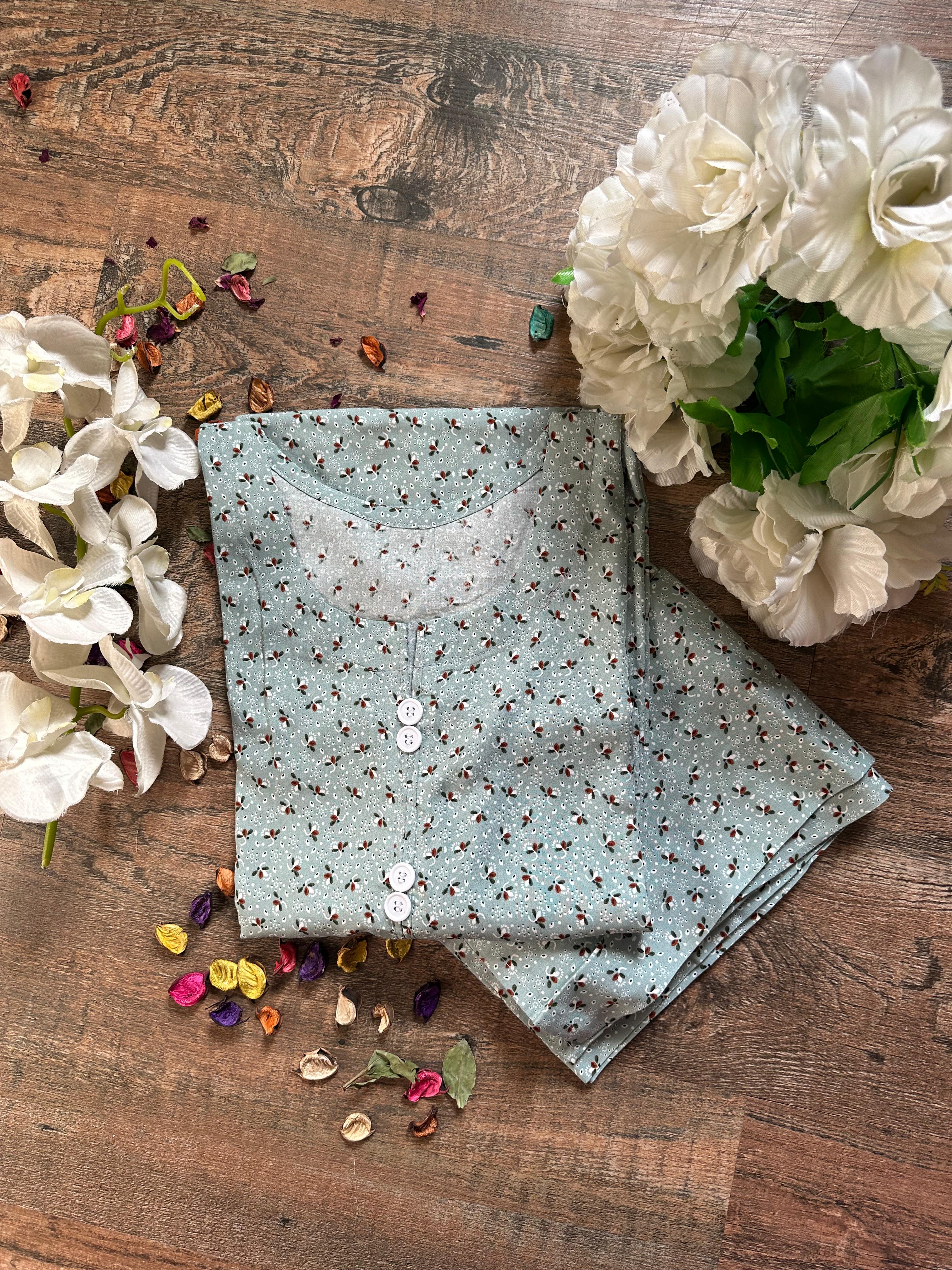 Minted flora linen