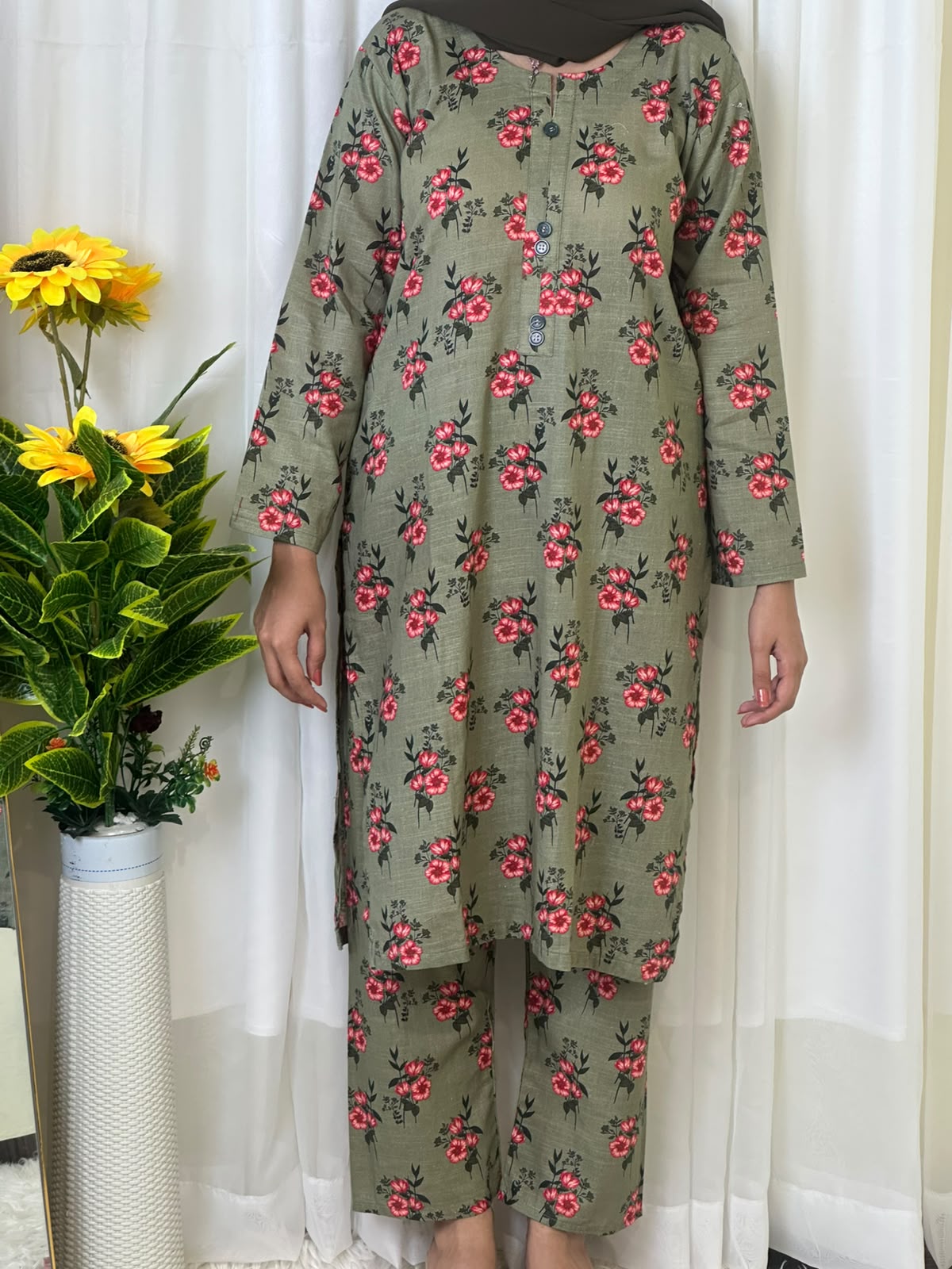 Olive Green Khaddar
