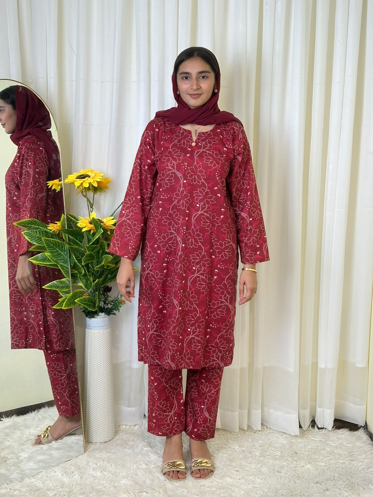 Cherry Red Khaddar