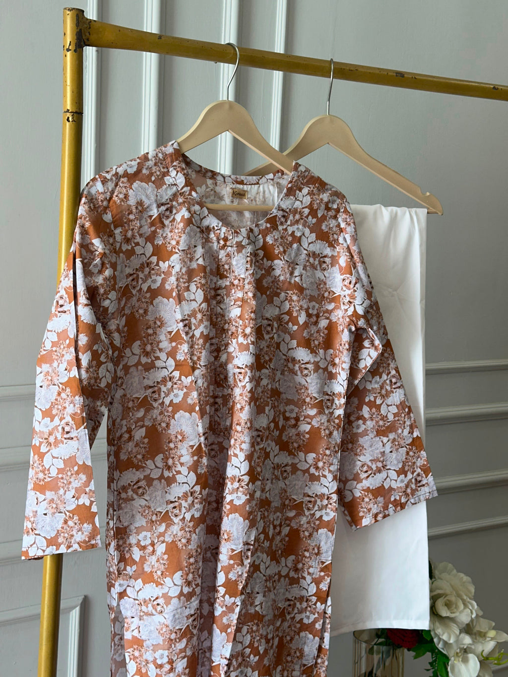 Caramel Blossom Lawn kurti