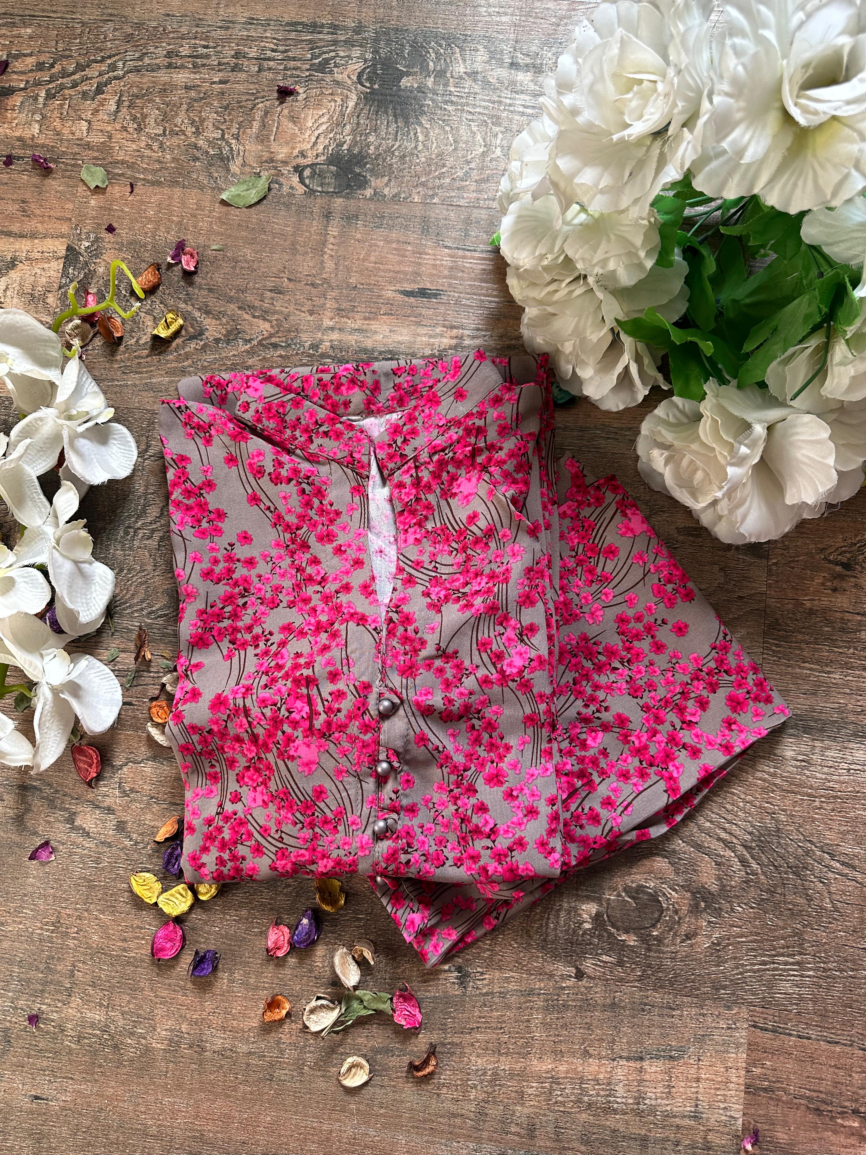 Pink flora linen