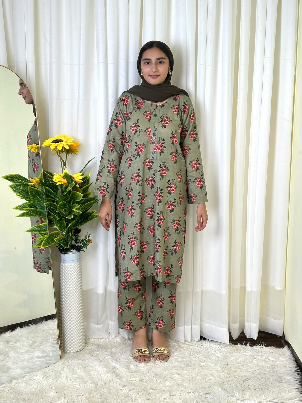 Olive Green Khaddar
