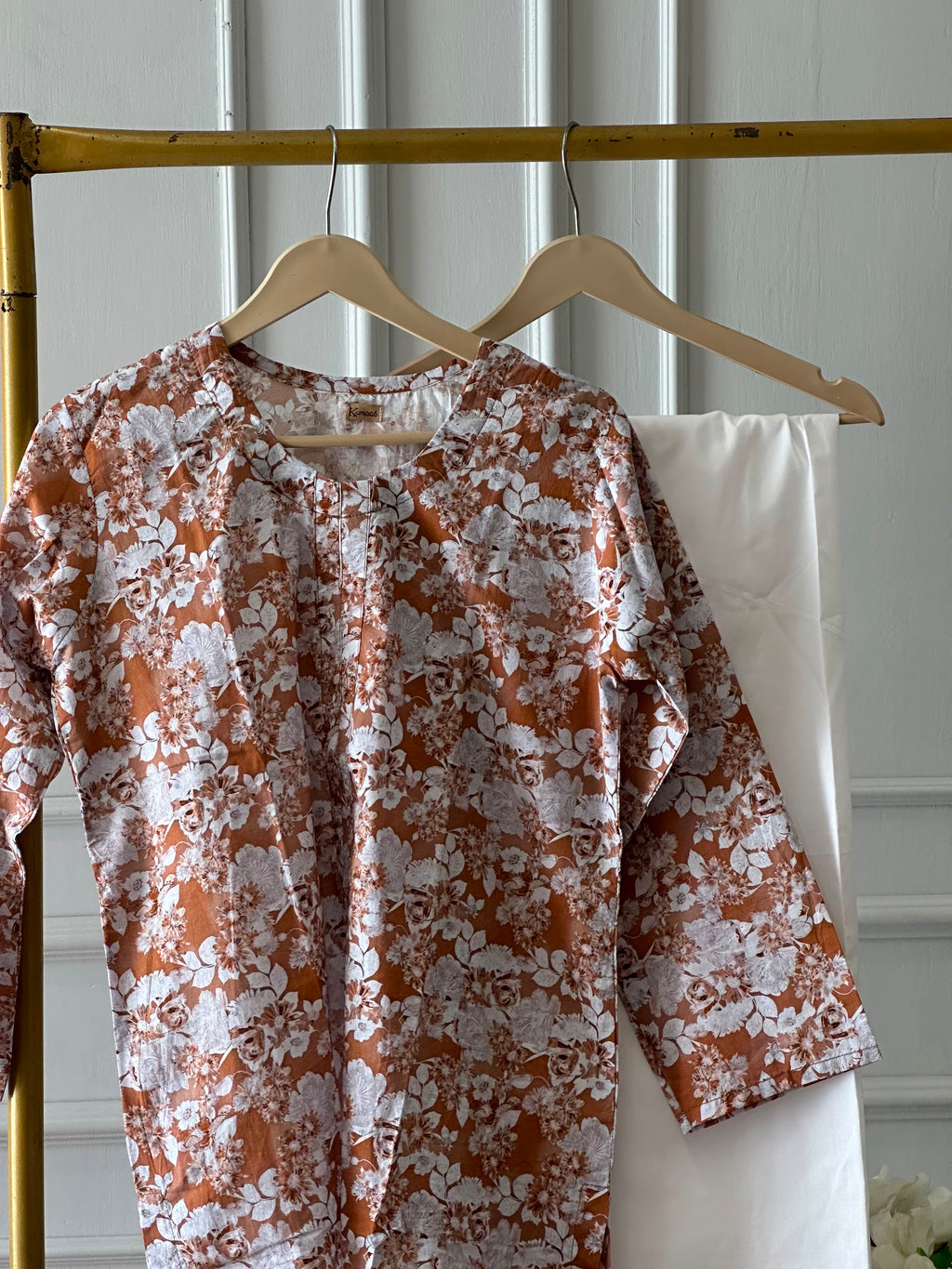 Caramel Blossom Lawn kurti