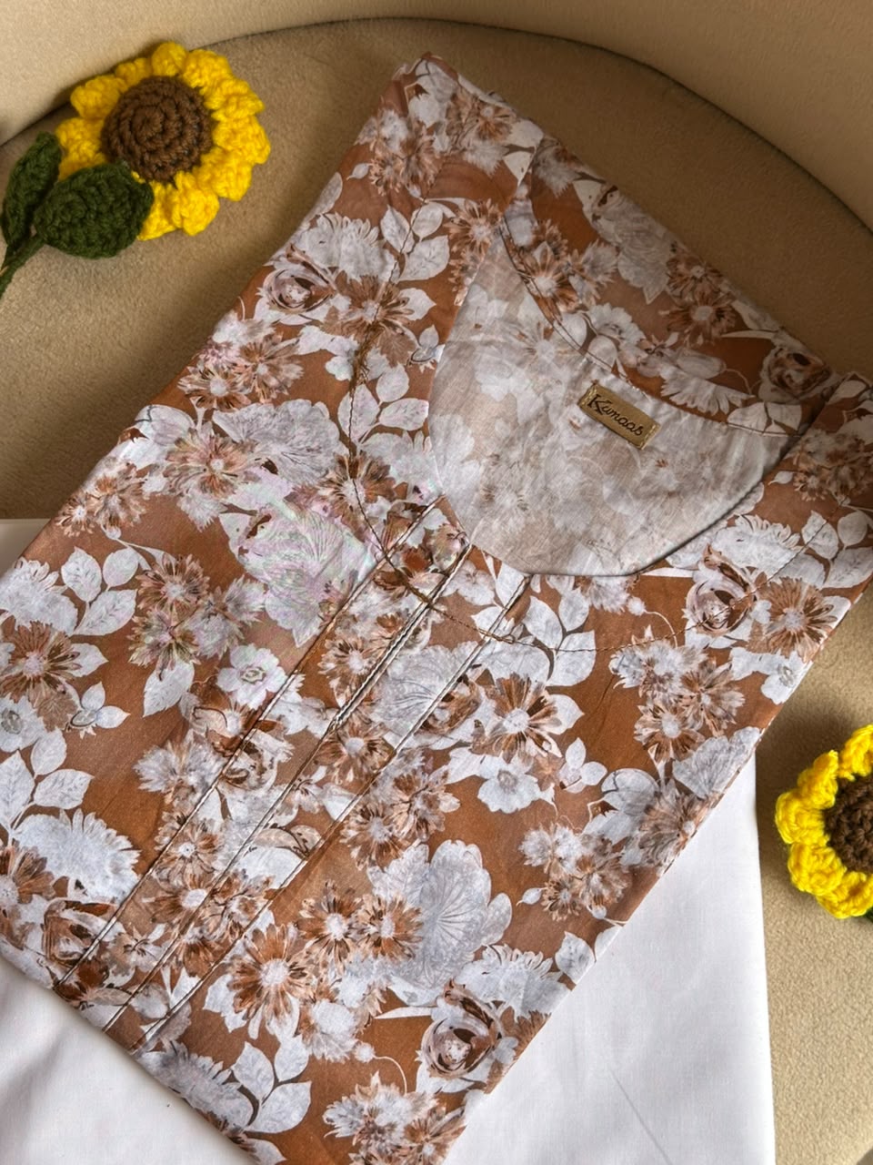 Caramel Blossom Lawn kurti
