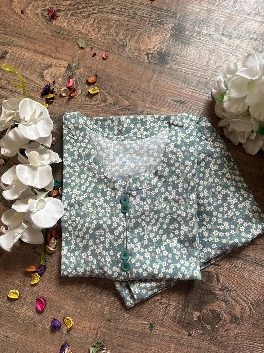 Teal gardenia linen